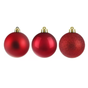 kit com 12 bolas de natal  de 4 e 6 cm vermelha