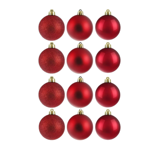 kit com 12 bolas de natal  de 4 e 6 cm vermelha - Imagem 9