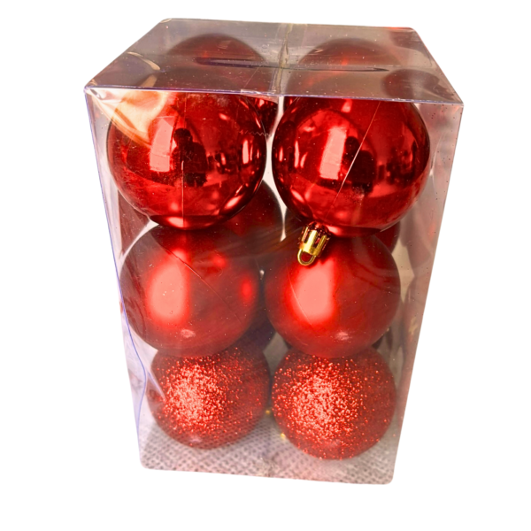 kit com 12 bolas de natal  de 4 e 6 cm vermelha - Imagem 3