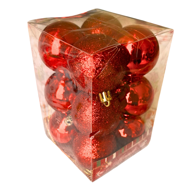 kit com 12 bolas de natal  de 4 e 6 cm vermelha - Imagem 5