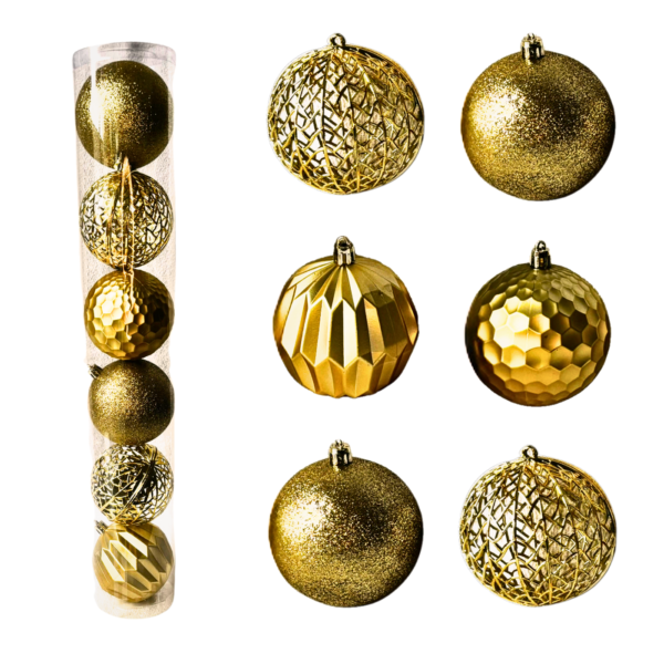 Enfeites de Bola de Natal 6 Pçs 8cm Decorada Mista Premium