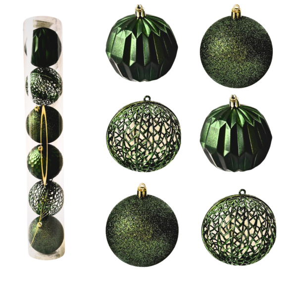 Enfeites de Bola de Natal 6 Pçs 8cm Decorada Mista Premium - Imagem 5