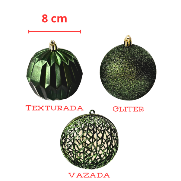 Enfeites de Bola de Natal 6 Pçs 8cm Decorada Mista Premium - Imagem 10