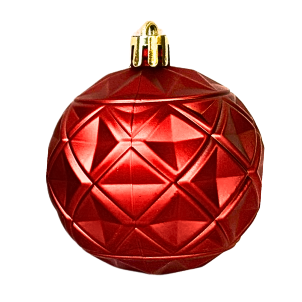 Enfeite Bola de natal 6cm Relevo Brilho Vermelho 9 unidades - Imagem 3