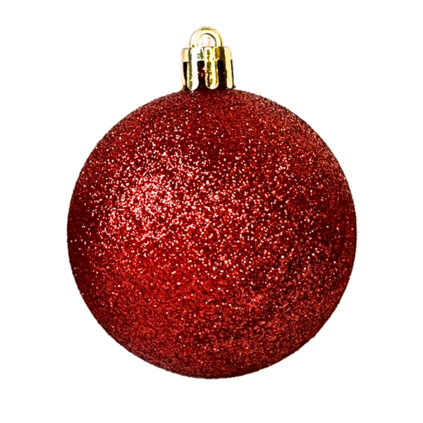 Enfeite Bola de natal 6cm Relevo Brilho Vermelho 9 unidades - Imagem 5