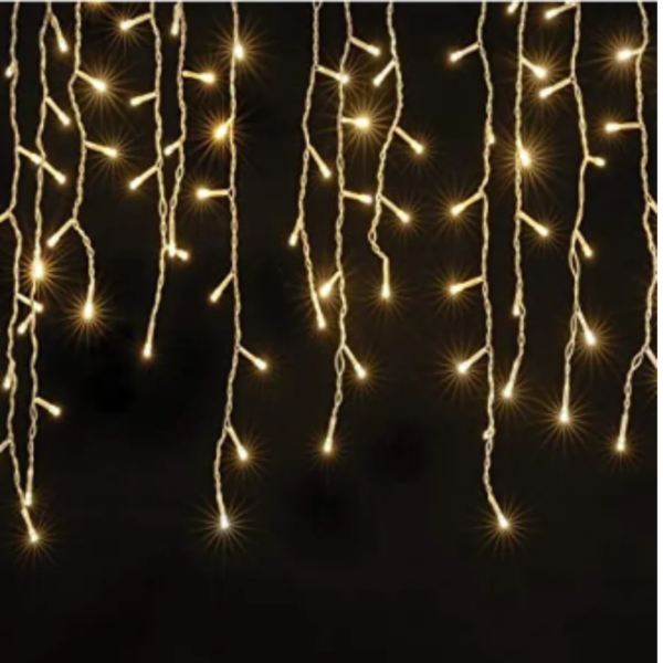 Cascata 200 Led Natal Cabo M/F C/emenda 5m Branco Quente