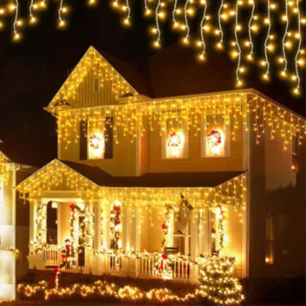 Cascata 200 Led Natal Cabo M/F C/emenda 5m Branco Quente - Imagem 2