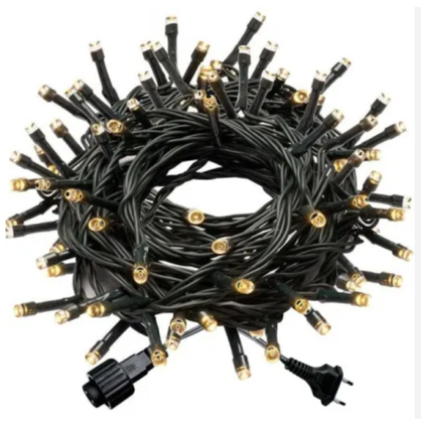 Pisca Pisca Cordao Luminoso 220V 100 LED Fixo Fio Verde M/F