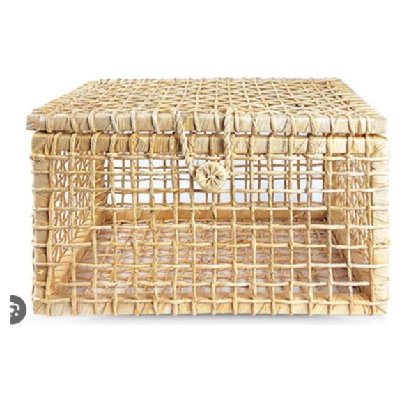 Baú Caixa Organizadora De Palha Fibra Natural 39x30x18 Cm - Imagem 2