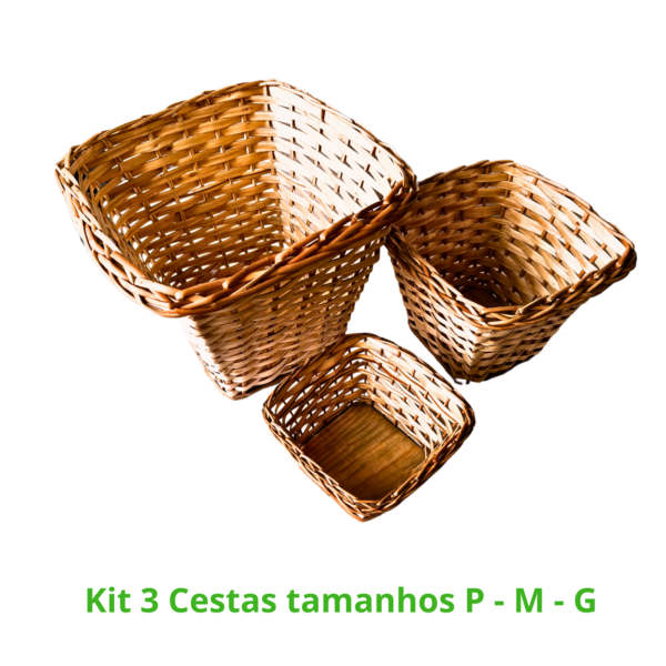 Kit 3 cachepo vime cesta para flores e organização premium - Imagem 4