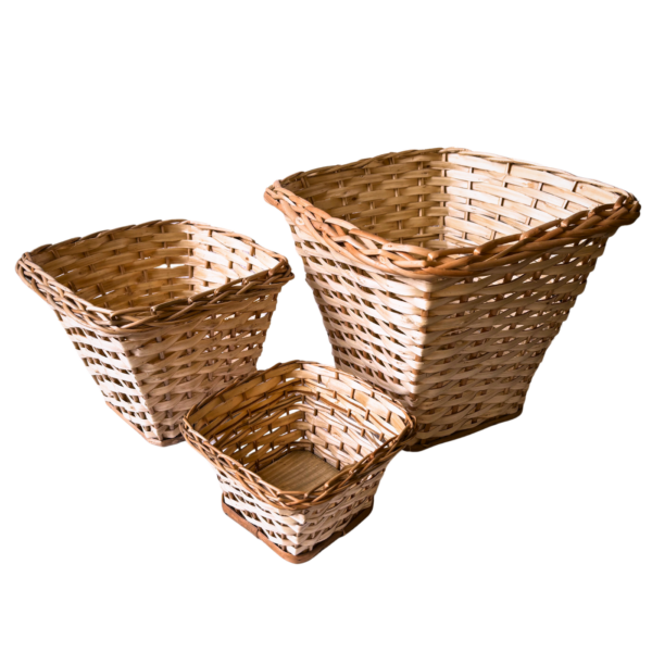 Kit 3 cachepo vime cesta para flores e organização premium