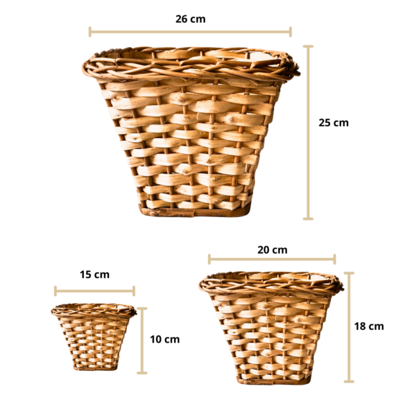 Kit 3 cachepo vime cesta para flores e organização premium - Imagem 2