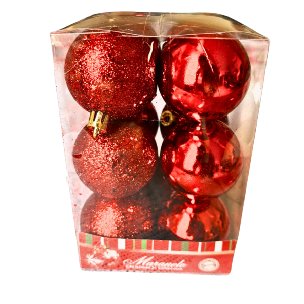 kit com 12 bolas de natal  de 4 e 6 cm vermelha - Imagem 6