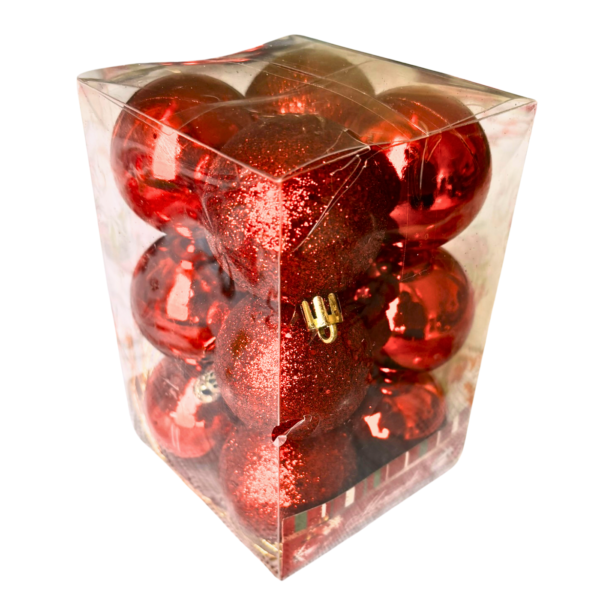 kit com 12 bolas de natal  de 4 e 6 cm vermelha - Imagem 7