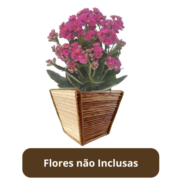 Cachepo Artesanal Trançada De Vime Para Flores E Decoração - Imagem 3