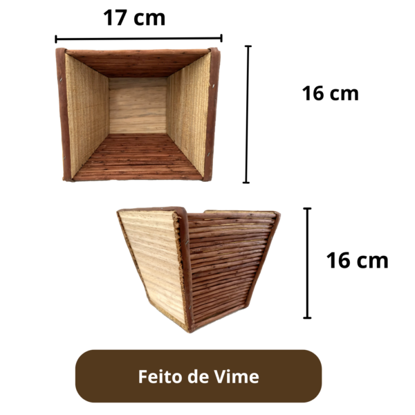 Cachepo Artesanal Trançada De Vime Para Flores E Decoração - Imagem 2