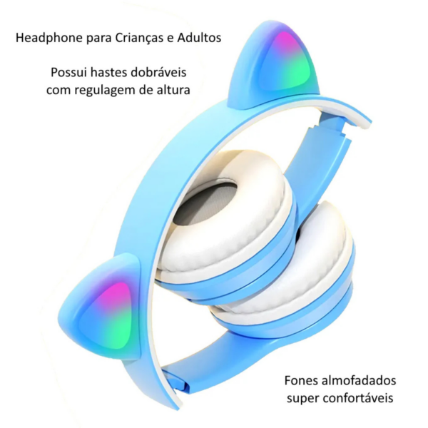 Fone de ouvido over-ear gamer s/ fio CAT Gaming c/ luz LED - Imagem 7
