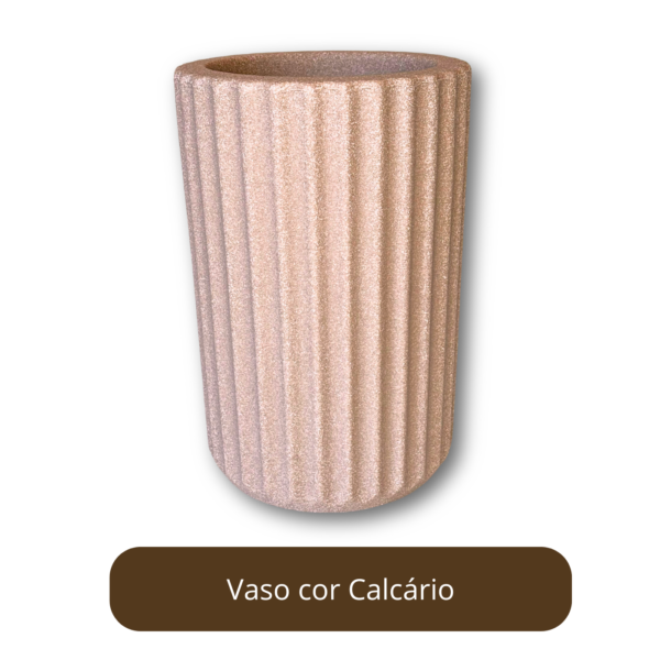 Vaso Plantas Roma Frisado de 14 cm de boca cor Calcário Plus - Imagem 3