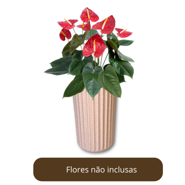 Vaso Plantas Roma Frisado de 14 cm de boca cor Calcário Plus - Imagem 2
